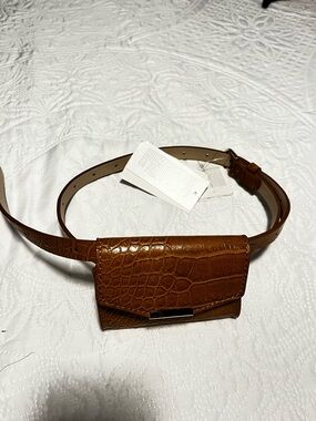 H&M Croc-Embossed Brown Pleather Belt Bag